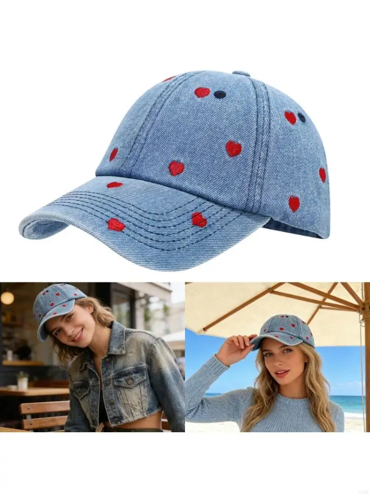Fashion Heart Stitched Canvas Cap Unisex Soft Pleasant Outdoor Wear Y166