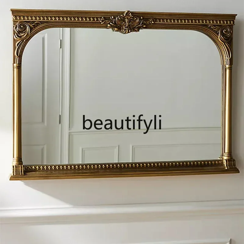 

ss8350 French retro square full-length mirror wall-mounted living room entrance decorative bedroom floor-to-ceiling fitting mirr