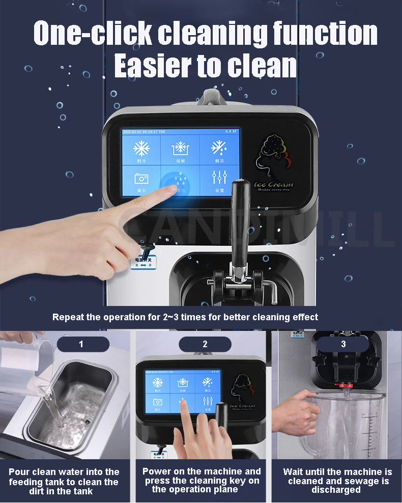Mesin pembuat es krim otomatis Desktop, kepala tunggal kecil, mesin es krim lembut Sundae Gelato pembuat 6L