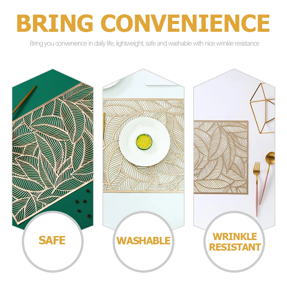 

2pcs PVC Placemats Rectangular Kitchen Mats Round Tablecloth Dining Decor Plastic Heat Resistant Elegant Washable Table