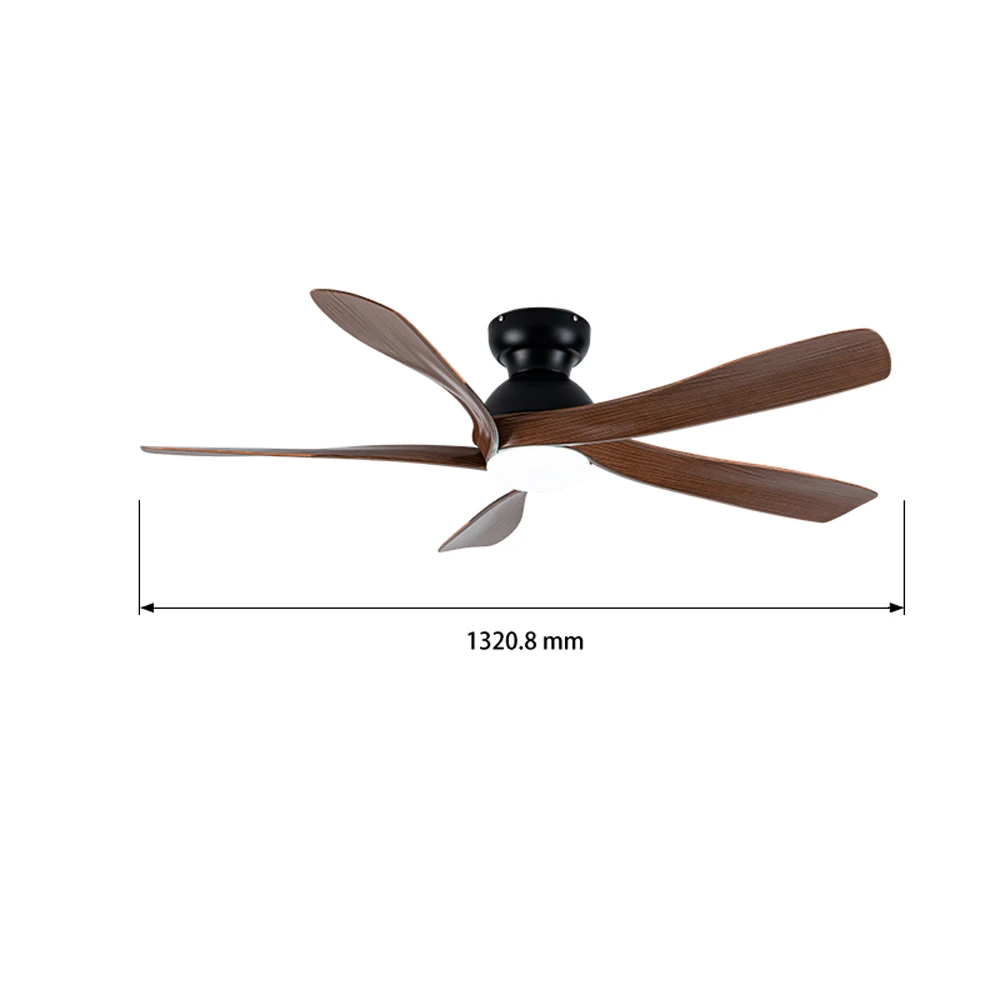 Vintage 52-Inch Indoor Retro LED Ceiling Fan Light Modern Design CB CE Approved 5 ABS Blades for Living Room Lamp