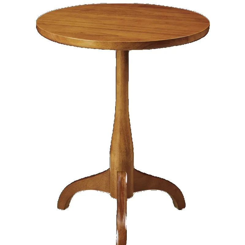 American Solid Wood Side Table, Vintage Round Accent Coffee Table, Small Sofa End Stand, Compact Occasional Telephone Desk view 6