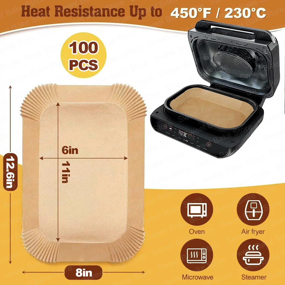 بطانات ورق زبدة كبيرة للمقلاة الهوائية للاستعمال مرة واحدة لشواية نينجا فودي ماكس الصحة وAG551EU/AG651UK، ملحقات مقلاة الهواء