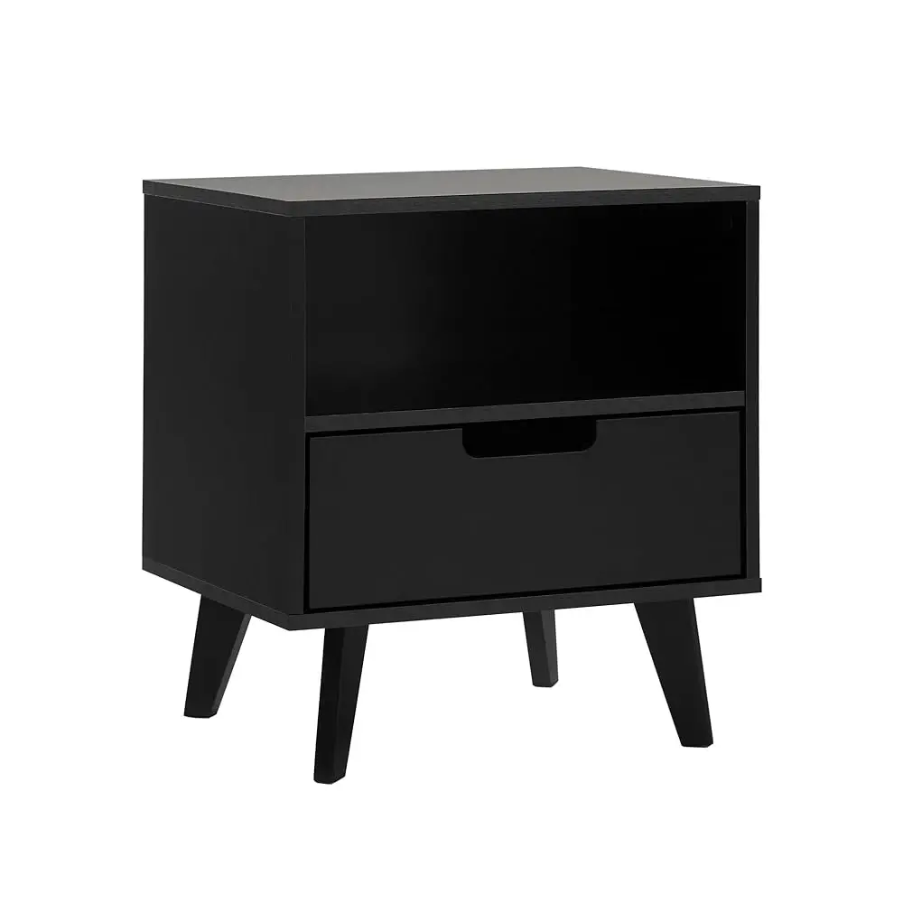 

Raelyn Mid- Modern 1-Drawer Nightstand, 20 H, Black