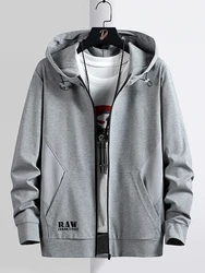 Spring Autumn Men's Zip Up Hoodie Coats Streetwear Black Grey Hooded Loose Sweatshirts Male Cotton Casual Tops Plus Size 8XL