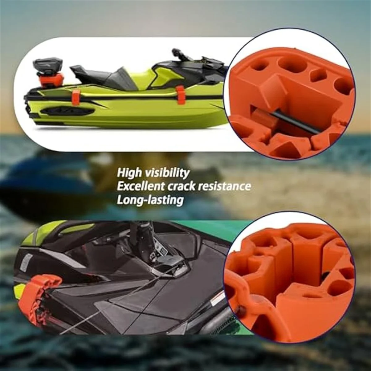 الجودة! قطعتان من المصدات/المصدات تناسب Sea-Doo 295100418   مصدات التزلج النفاثة المقاومة للتمزق