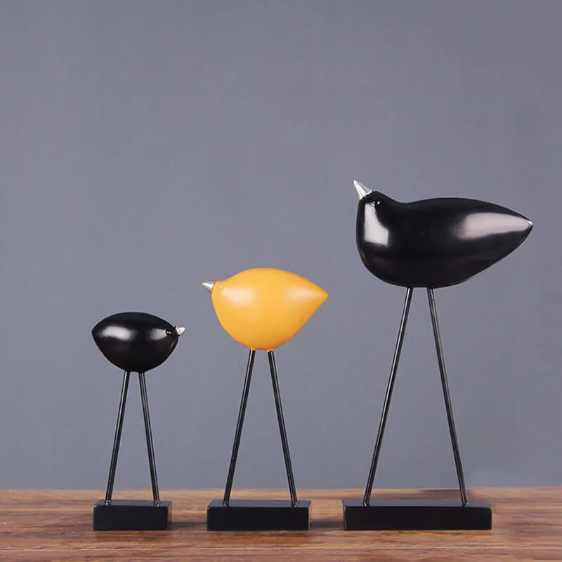 

TingKe-Modern Simple Abstract Family of 3 Couple Bird Resin Crafts Ornaments, Nordic Home, Living Room, Desktop Decorations