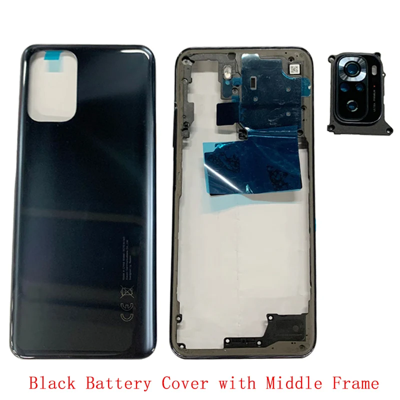 For Xiaomi Redmi Note 10 Back Cover with Middle Frame Camera Frame Repair Parts