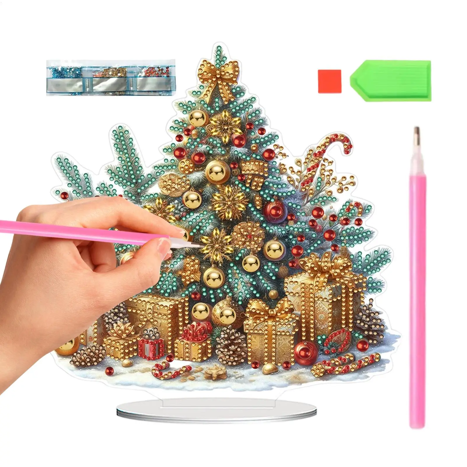 Rhinestone Art Kits For Adults 2D Acrylic Rhinestones Art With Stand Christmas Tabletop Decor For Adult Child Family Farmhouse
