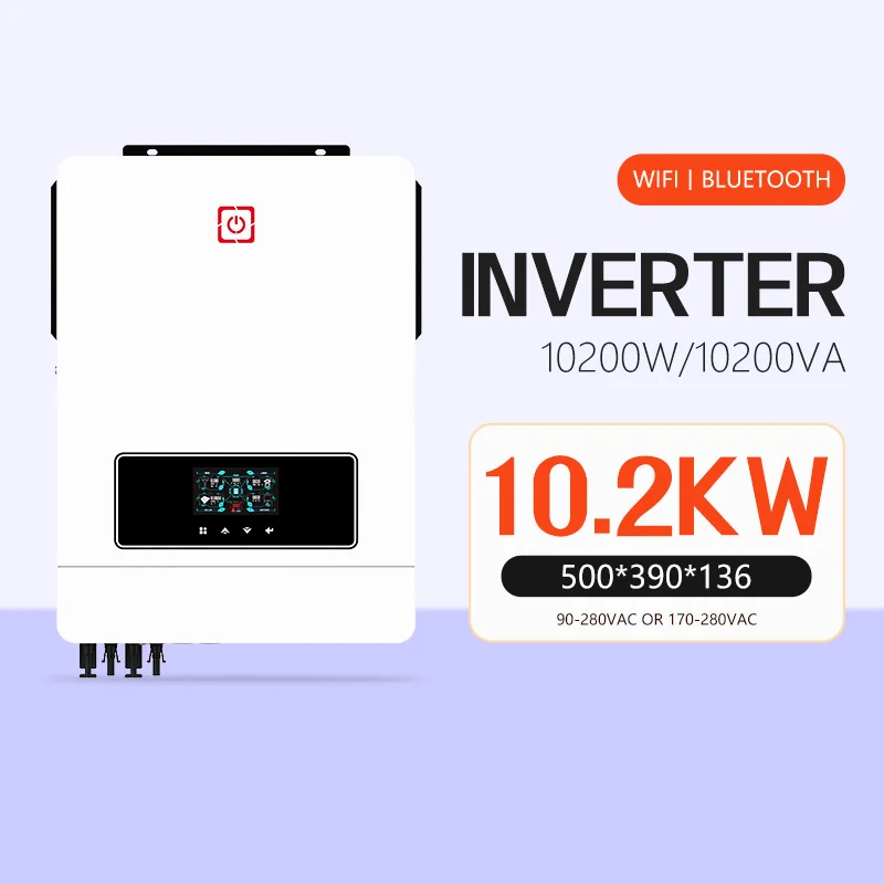Convertitore a onda sinusoidale pura da 10,2 kW ad alta efficienza, convertitore CC-CA portatile con tensione regolabile per uso domestico/camper/merciale,