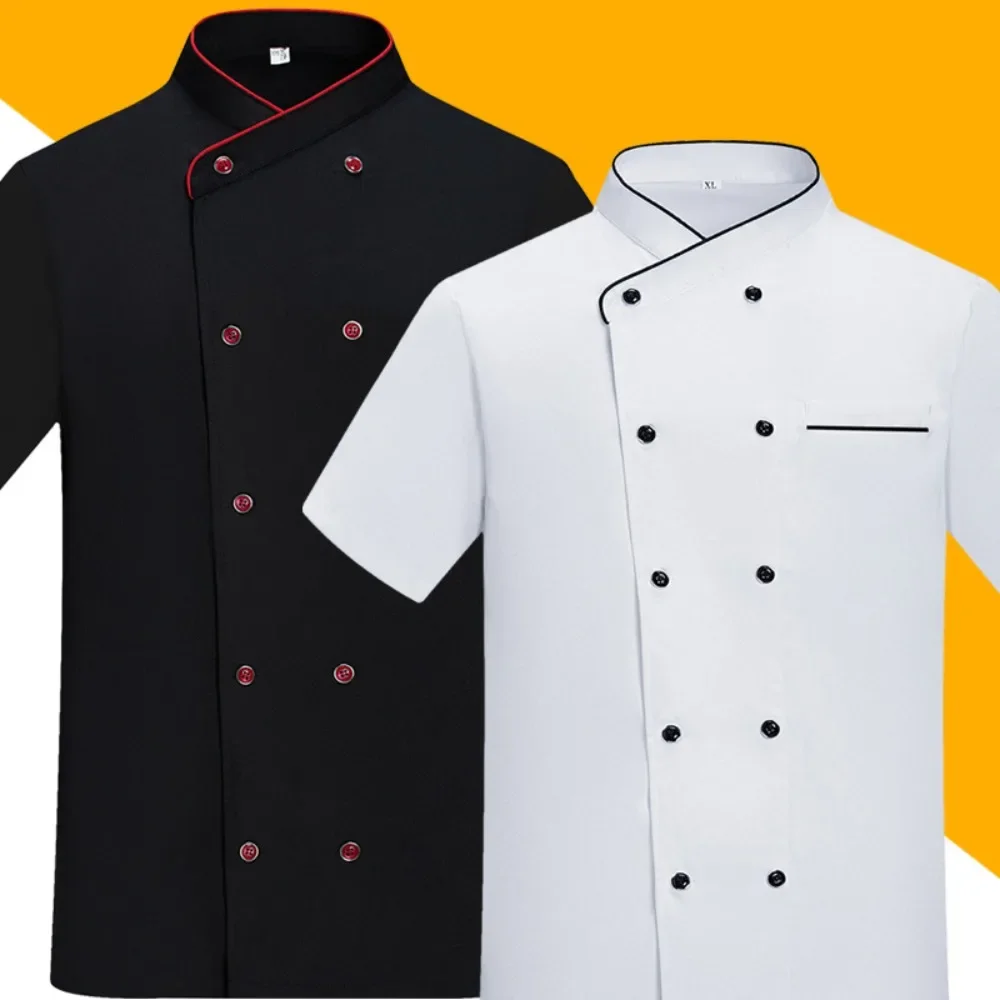 

High-end Chef Uniforms Short-sleeved Chef Uniforms Summer Men and Women Short-sleeved Baking Cake Room Western Restaurant