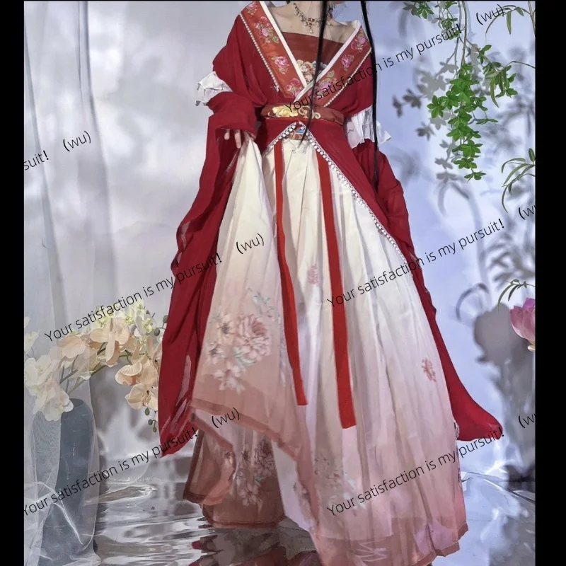 

Retro Chinese red dress, Hanfu dress, women's Cosplay, traditional printed dress elegant party dress set