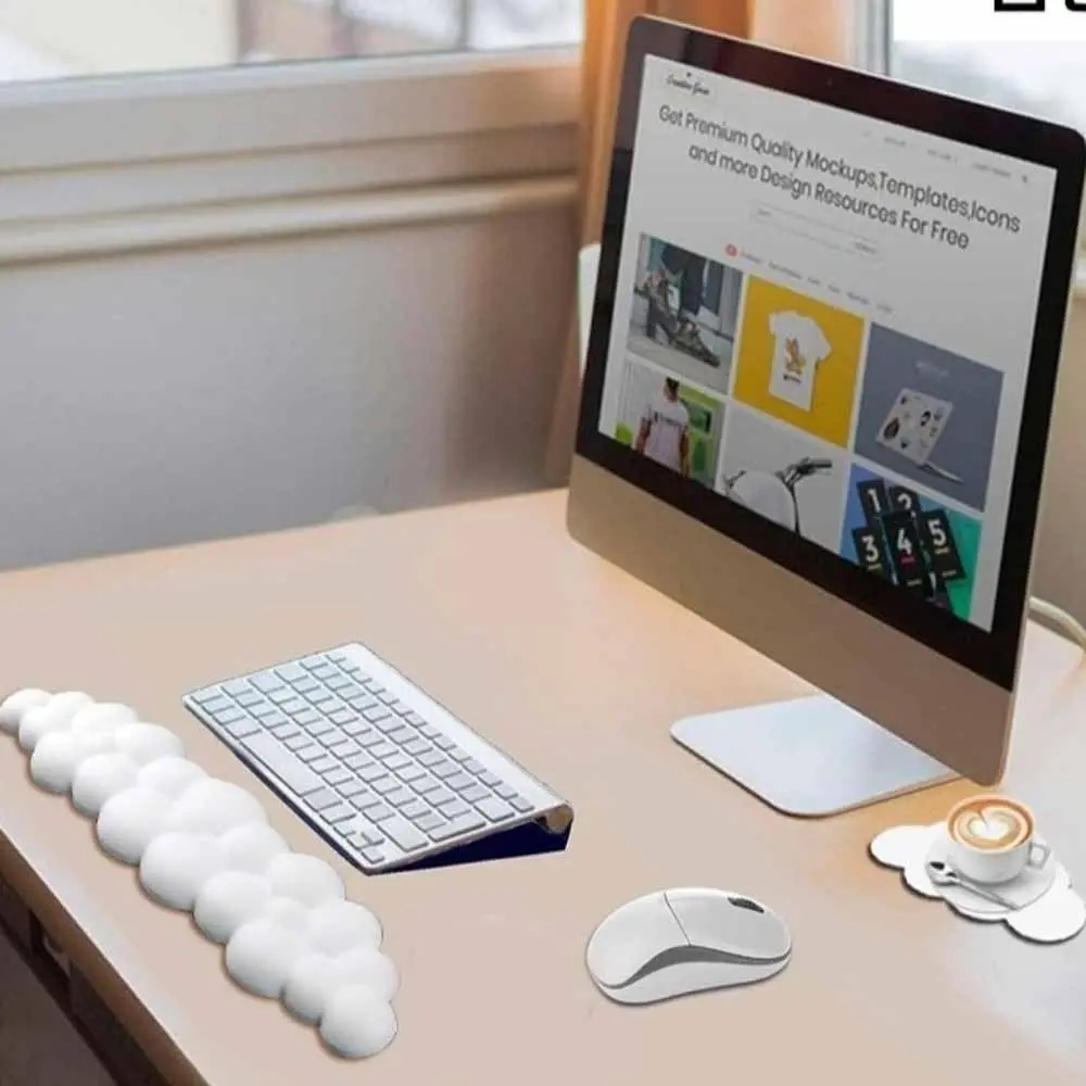 

Коврик для поддержки запястья клавиатуры из искусственной кожи, противоскользящая эргономичная подушка для мыши, мягкий водонепроницаемый коврик для мыши с облаком, офисные принадлежности