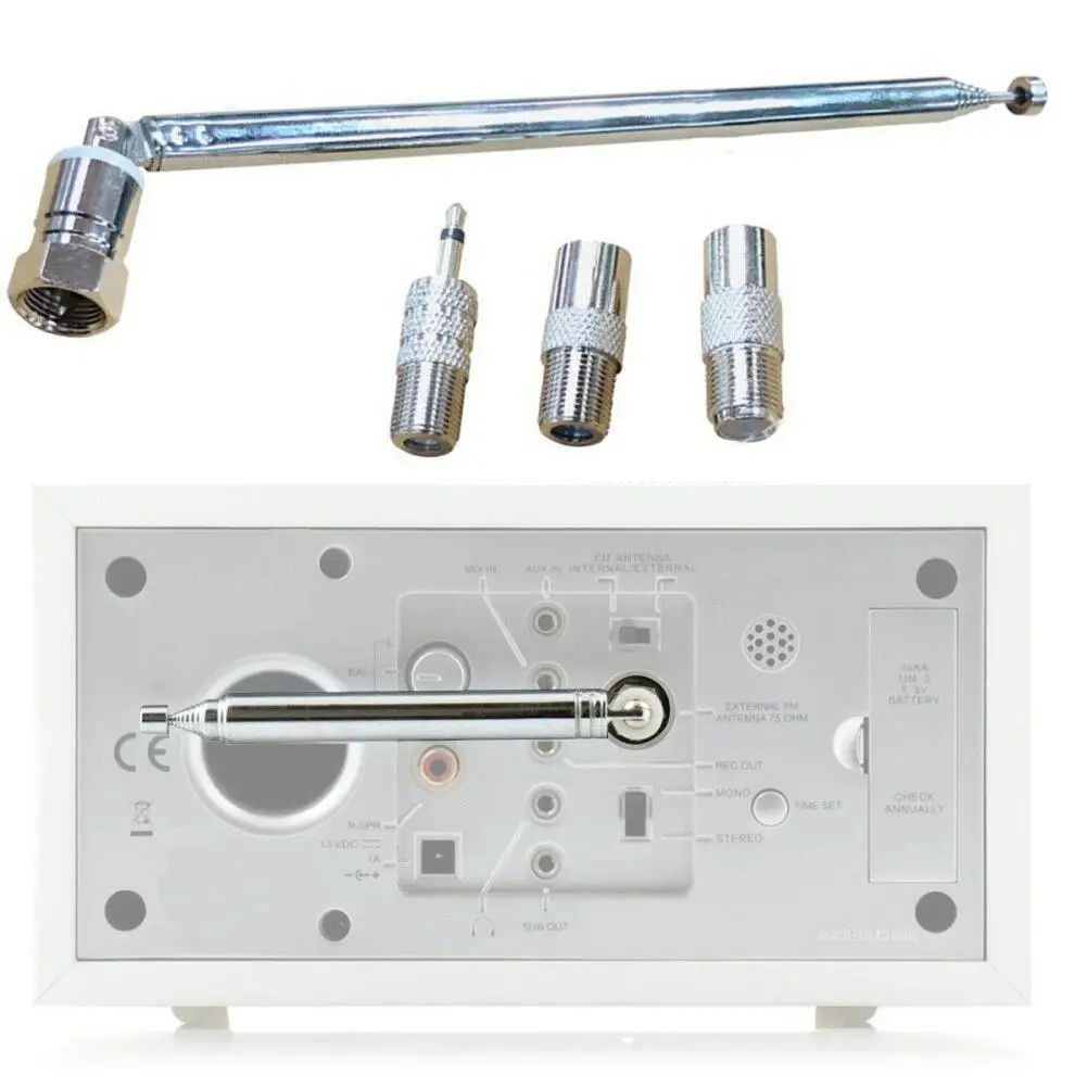 Adaptador de antena para rádio FM, parafuso telescópico, tipo F, conector macho, AV, receptor estéreo, amplificador, 3,5mm