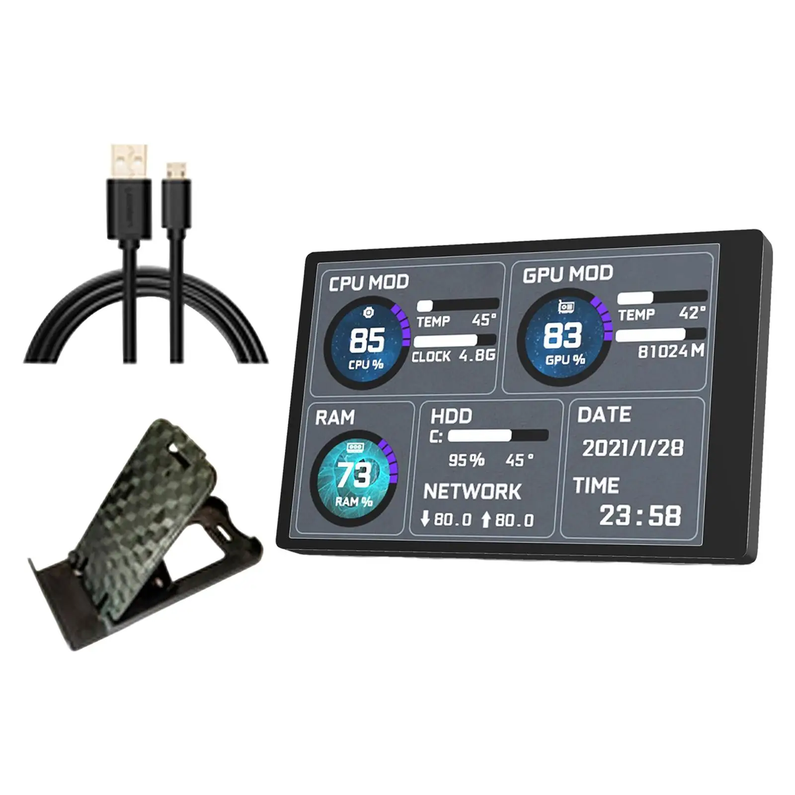 IPS Screen Monitor for CPU GPU HDD for Computer Hardware for Chassis PC