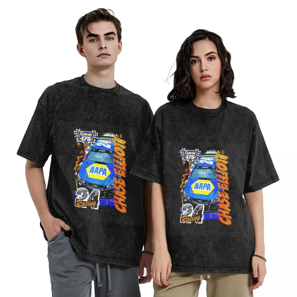 Chase Elliott NAPA Racing Hip Hop Short Sleeve T-Shirts Washed Tops Tees Streetwear T Shirt Harajuku for Men Women
