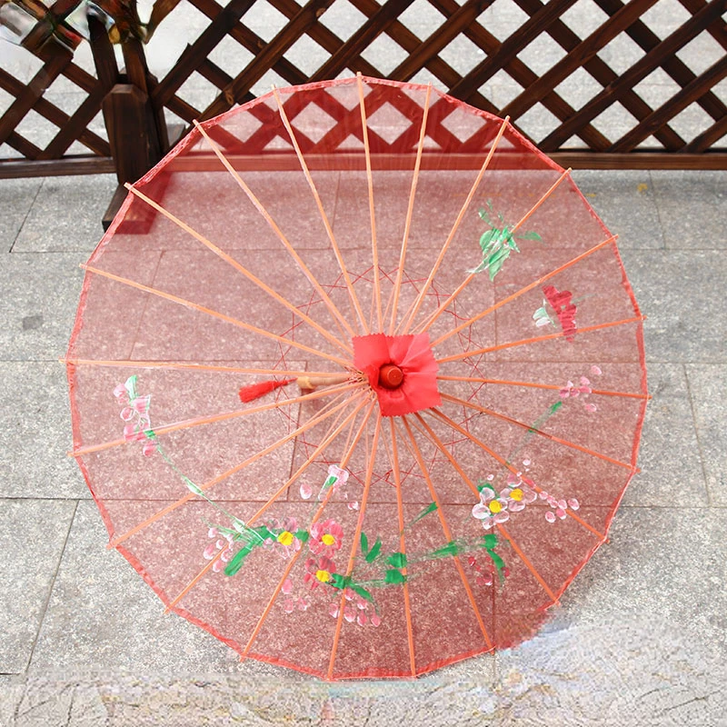 New 1 pc/lot 78cm Handmade painted flower design Silk Umbrella 7 colors Wedding party decorative Performance Prop Dance Umbrella