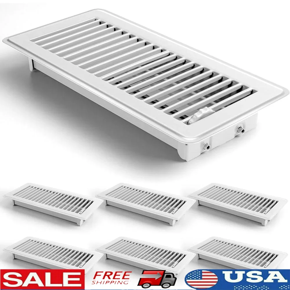 

6-пакет напольных вентиляционных отверстий, металлические сверхмощные, устойчивые к ржавчине вентиляционные регистры, настенные каналы для дома и офиса, простая установка, прочный