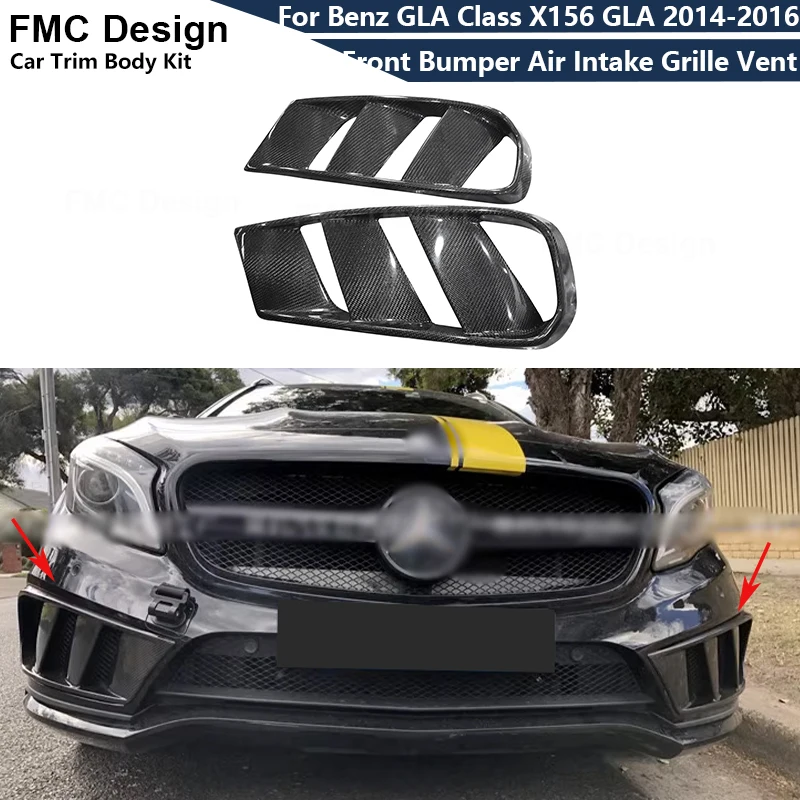 

Carbon Fiber Car Front Bumper Air Intake Grille Vent Cover Trim For Mercedes Benz GLA Class X156 GLA 200 GLA260 GLA45 2014-2016