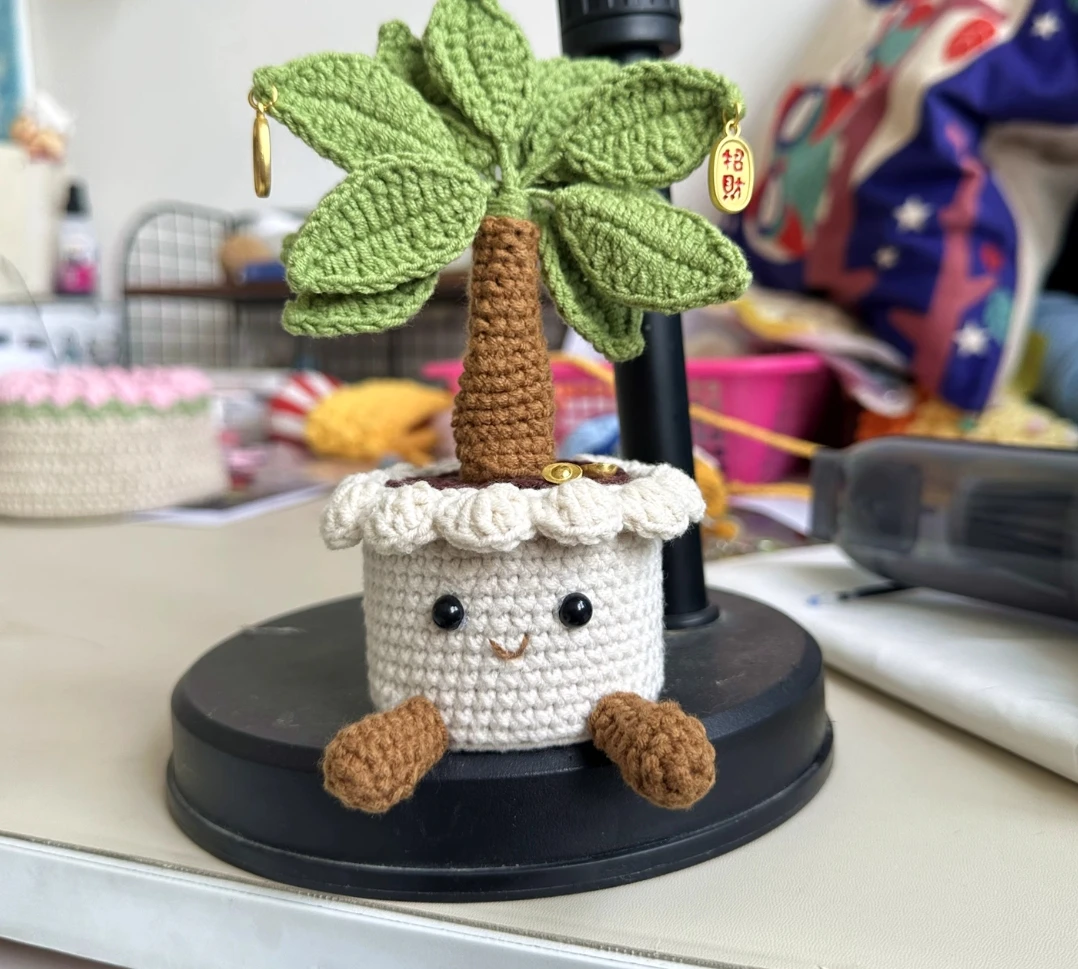 

DIY handmade money tree potted plant crocheted jely money tree doll wool knitting material package desktop gift for women