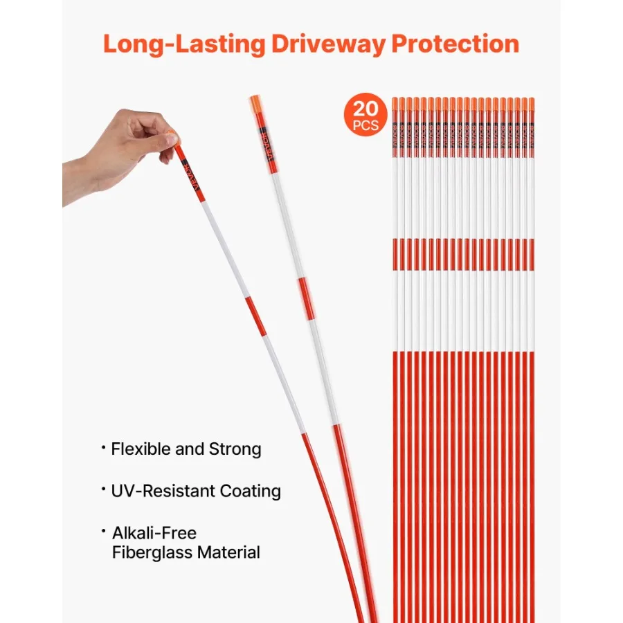 20 قطعة من علامات الممر العاكسة 5 16 ضياء 58 في عاكسات أوتاد الثلج باللون البرتقالي #2