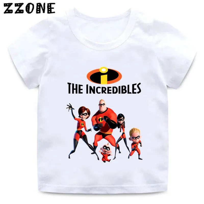 Camisetas con estampado de dibujos animados The Incredibles 2 para niños, Ropa para Niñas, camiseta de manga corta para bebés, Tops para niños,