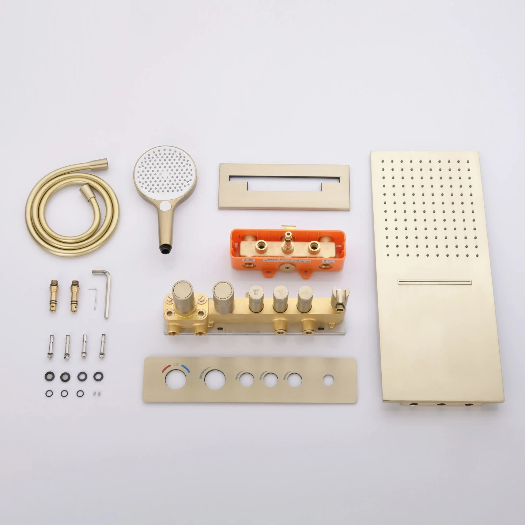 High Quality Concealed Brass Shower Installation Set Brushed Rose Gold Rainfall Waterfall Faucet Bath Shower Faucets