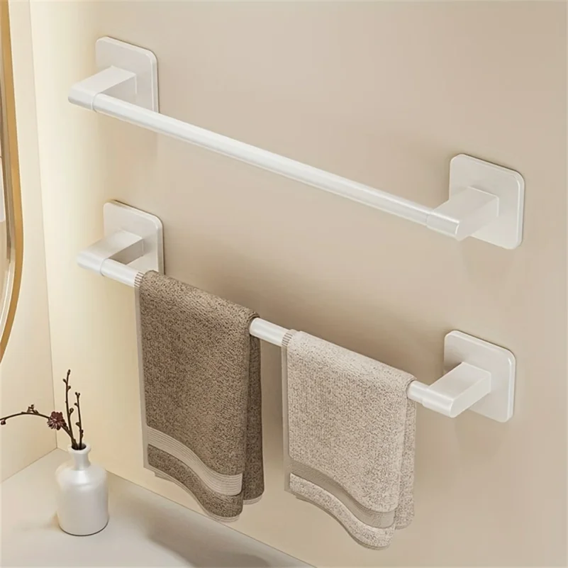 

1 Piece Of Bathroom Facilities White Non-Perforated Wall-Mounted Bathroom Towel Bar Size 40-60cm Storage Rack Towel Rack