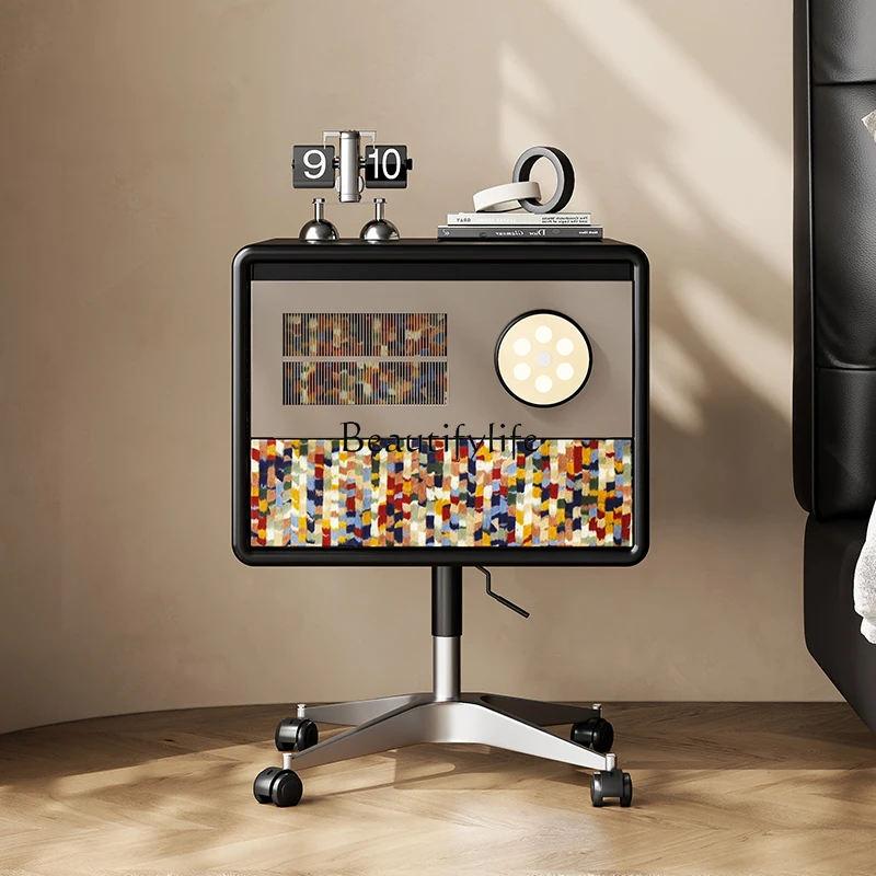 

Italian-style liftable bedside table removable light luxury with lamp