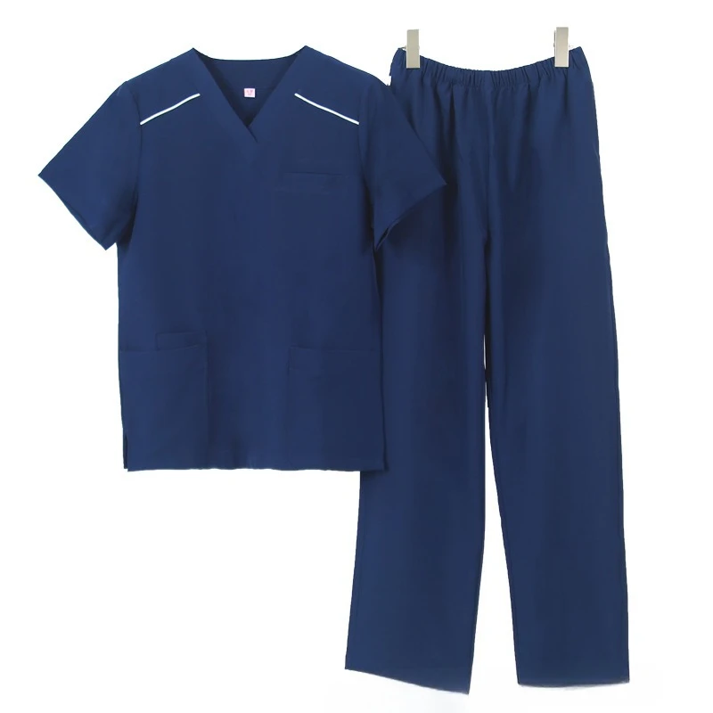 بدلة فرك مرنة - ملابس غسيل يدوية للطبيب بأكمام قصيرة، ملابس عمل للمختبر للرجال والنساء