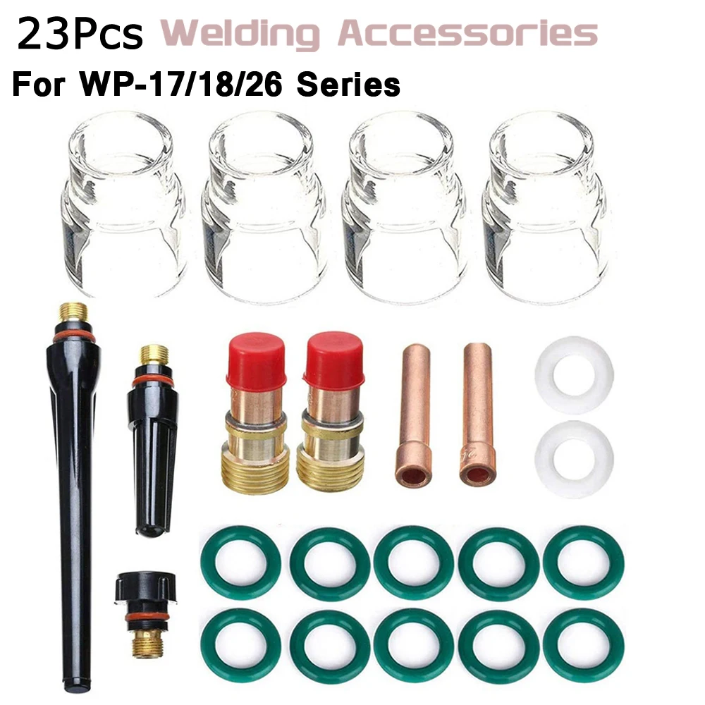 

23Pcs TIG Welding Torch Stubby Gas Lens For WP17 WP18 WP26 TIG #12 Glass Cup Spares Kit Durable Practical Accessories