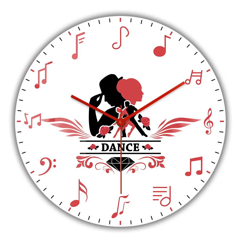 

Tango Couple Dancing With Music Notes Decorative Wall Clock With Silent Sweep Movement Ballroom Dancers Home Decor Wall Watch