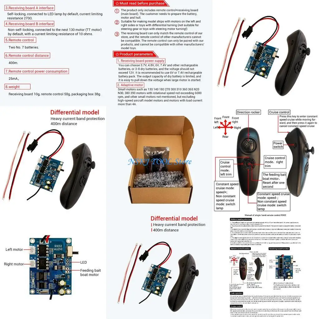 

L8RC RC Toy Car Ship Boat Model Remote Controller Receiver Transmitter Distance 400M