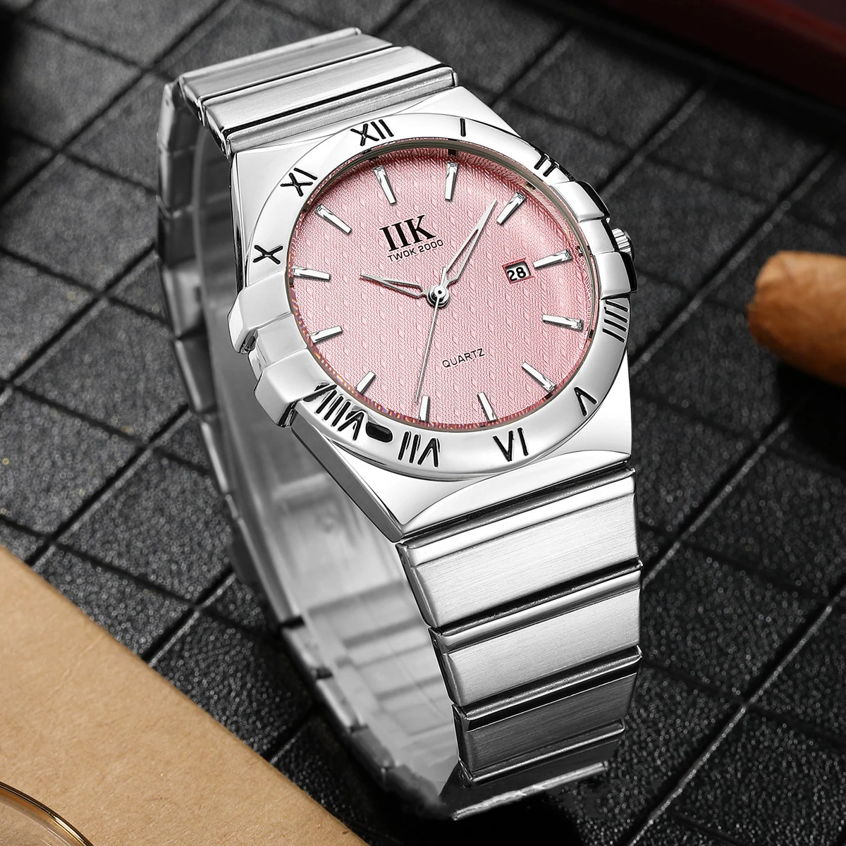 Luxury Couple Watch for Men Women Quartz Wristwatch Pink Dial Clock Male Blue Face Stainless Steel Orologio Man Ladies New Reloj