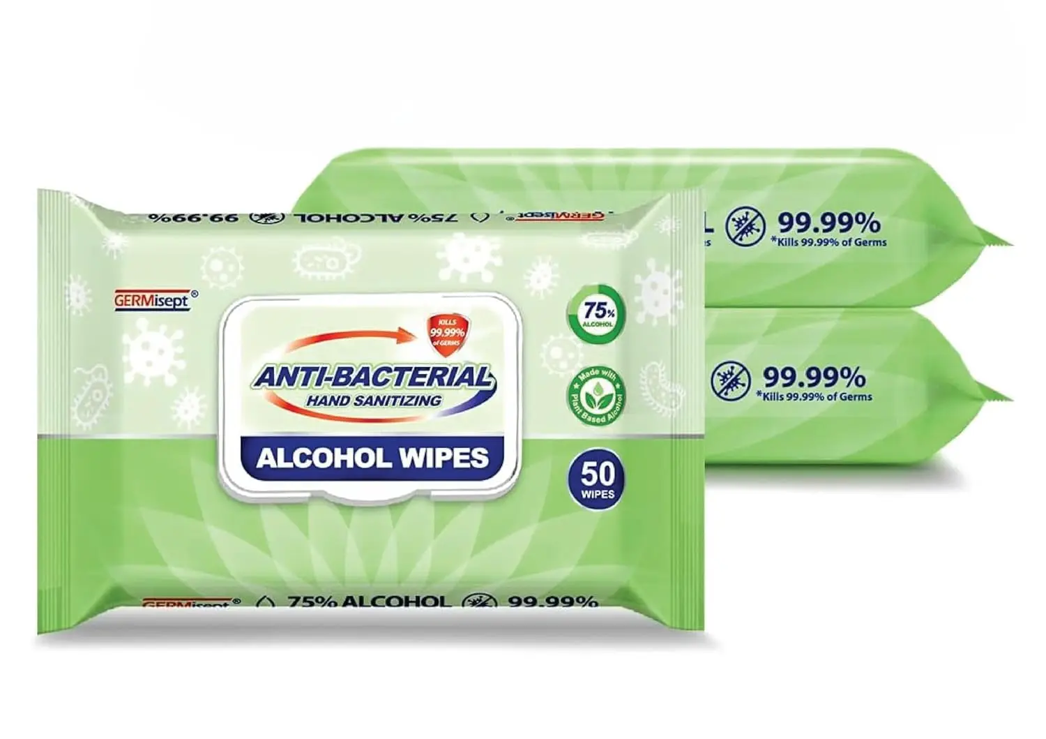 75% Alcohol Hand Sanitizing Wipes, 50 Count per Pack, Pack of 3 (150 Wipes Total)
