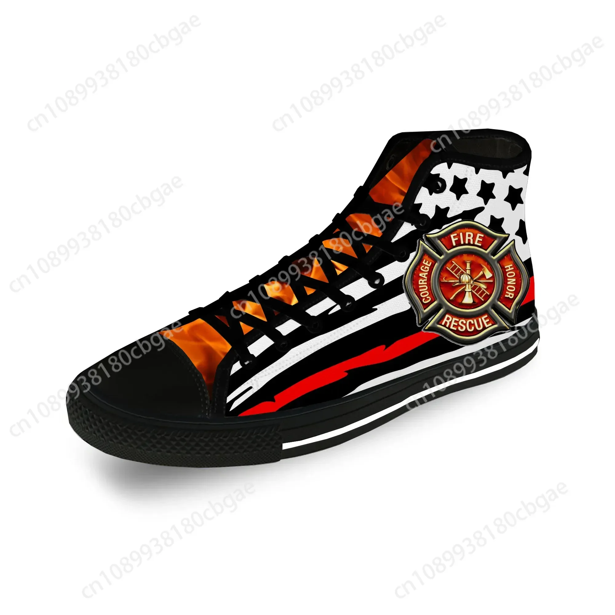 

Firefighter High Top Sneakers Mens Womens Teenager Casual Shoes Canvas Running Shoes 3D Print Breathable Lightweight shoe