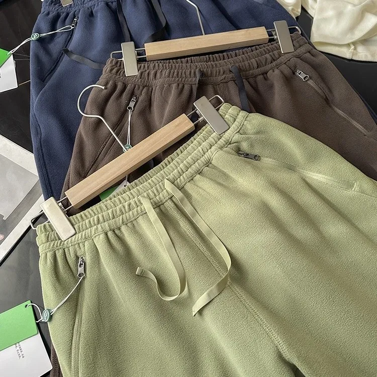 Pantalones informales de otoño e invierno para mujer, holgados, térmicos, con cintura elástica, respetuosos con la piel, Fce Dstring, peso pesado