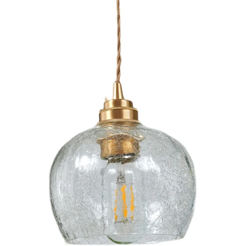 

/Full copper bedside small chandelier, Japanese style retro frosted glass lamp, homestay restaurant, bedroom, bedside lamp