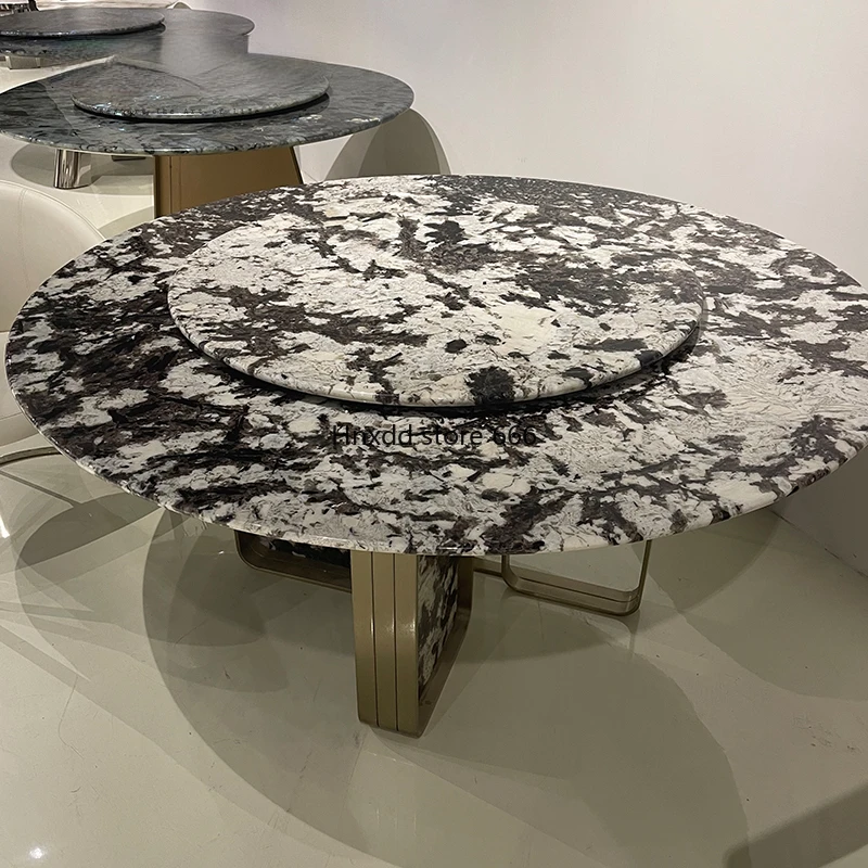 Natural marble round dining table high-end luxury stone