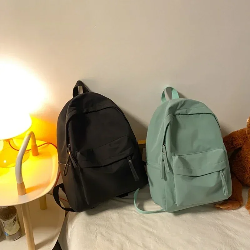 Sacos De Escola De Nylon Impermeável para As Mulheres, Simples Cor Sólida Mochila, Estudante Meninas Bookbag, Senhora Viagem Bolsa De Ombro, Novo