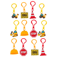12Pcs Engineering Vehicle Keychains Construction Theme Party Favors Kids Birthday Accessories Mini Building Tools Key Rings