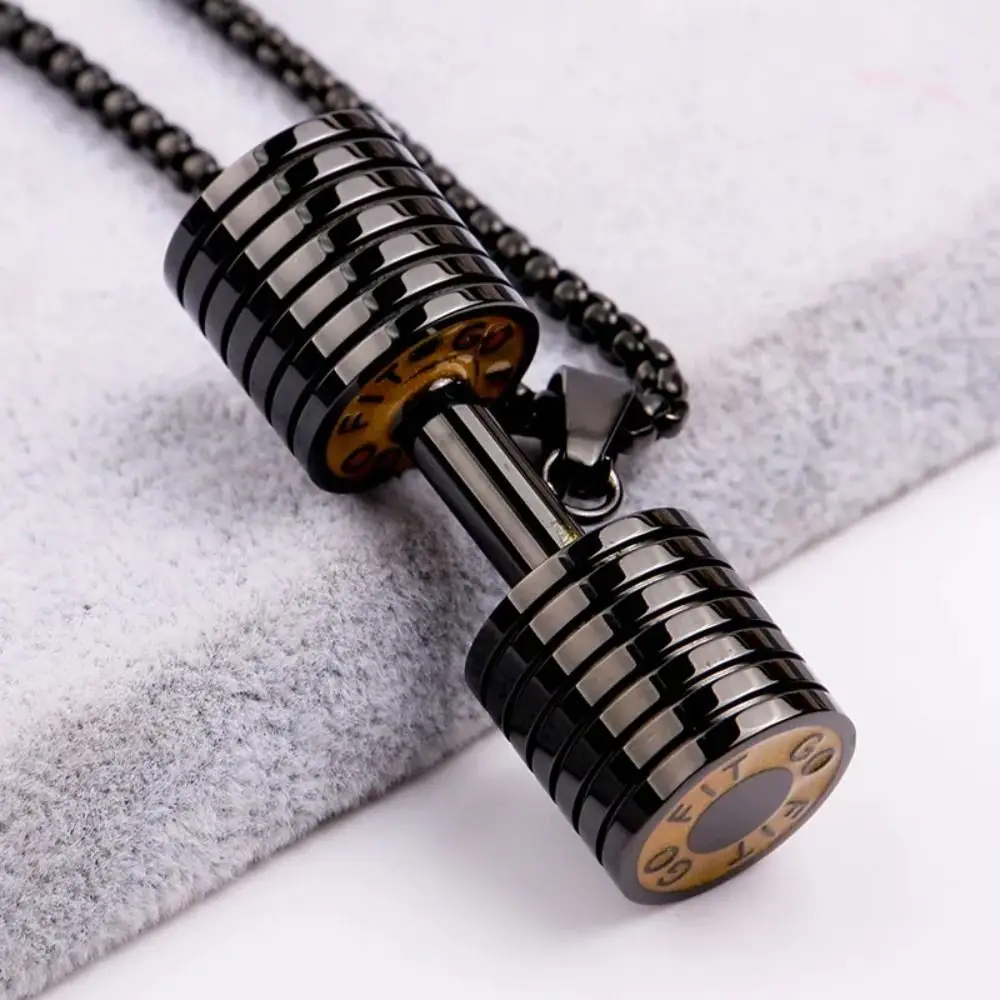Strength Training Dumbbell Necklace Alloy Bead Chain Fitness Series Pendants Retro Creative Dumbbell Sports Necklace
