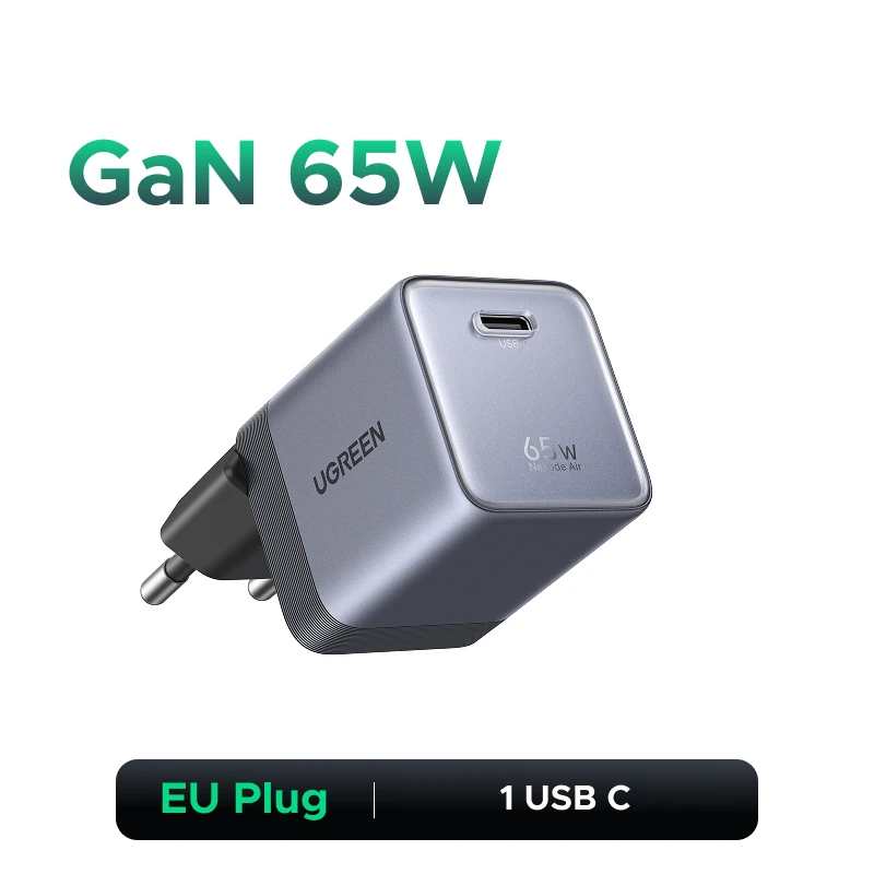 Carregador UGREEN Nexode Air 65W — Mini 65W-EU Plug (cinza espacial)
