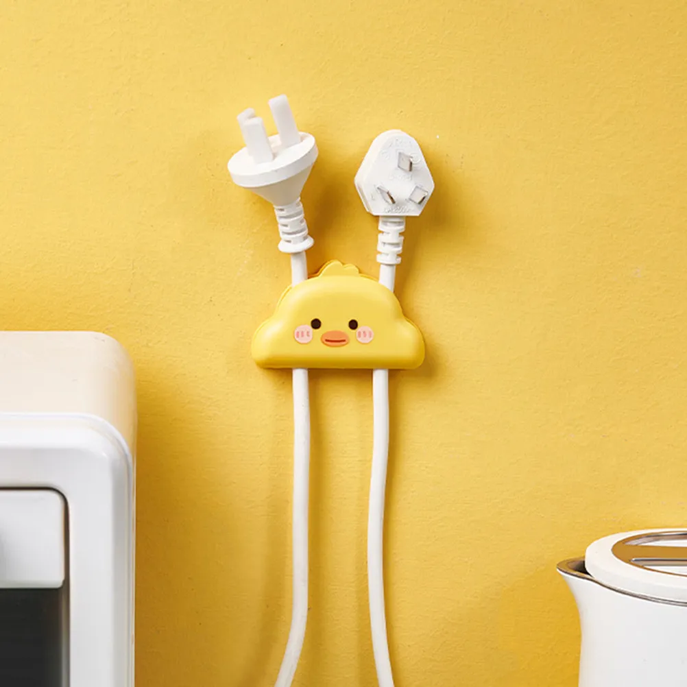 4Pcs Cartoon Cord Organizer Wall Mounted Cable Holder Plastic Wire Winder Adhesive Cable Management for Desktop Kitchen
