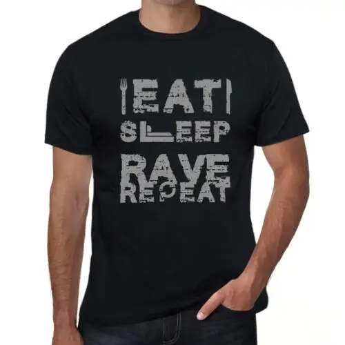 Uomo Maglietta Eat Sleep Rave Repeat T-shirt Stampa Grafica Divertente Vintage