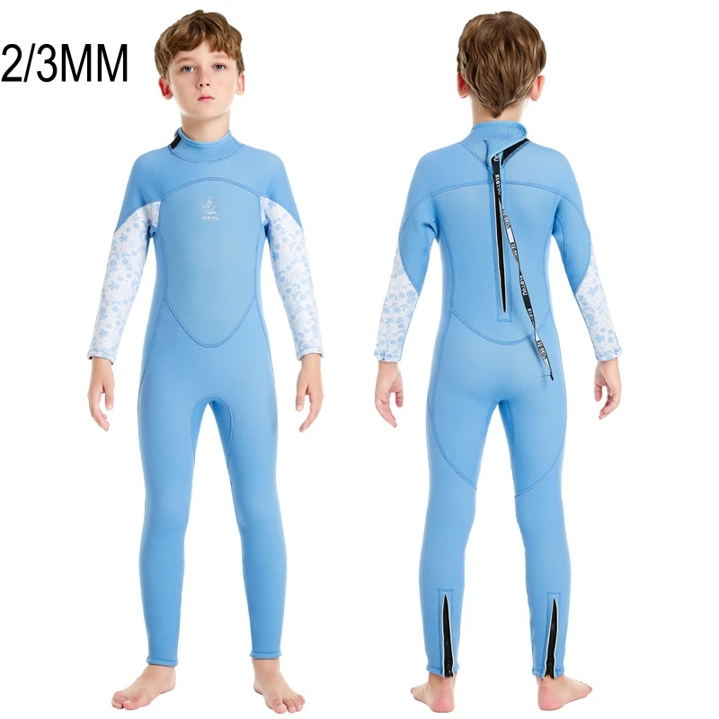 2/3MM Scuba One Piece Long Sleeve Snorkeling Spearfishing UnderWater Hunting Diving Suit Children Full Body Neoprene WetSuit