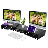 Monitor Stand Riser for 2 Monitors With Mobile Phone Slots Multifunctional Desktop Organizer Stand for PC  Computer Laptop