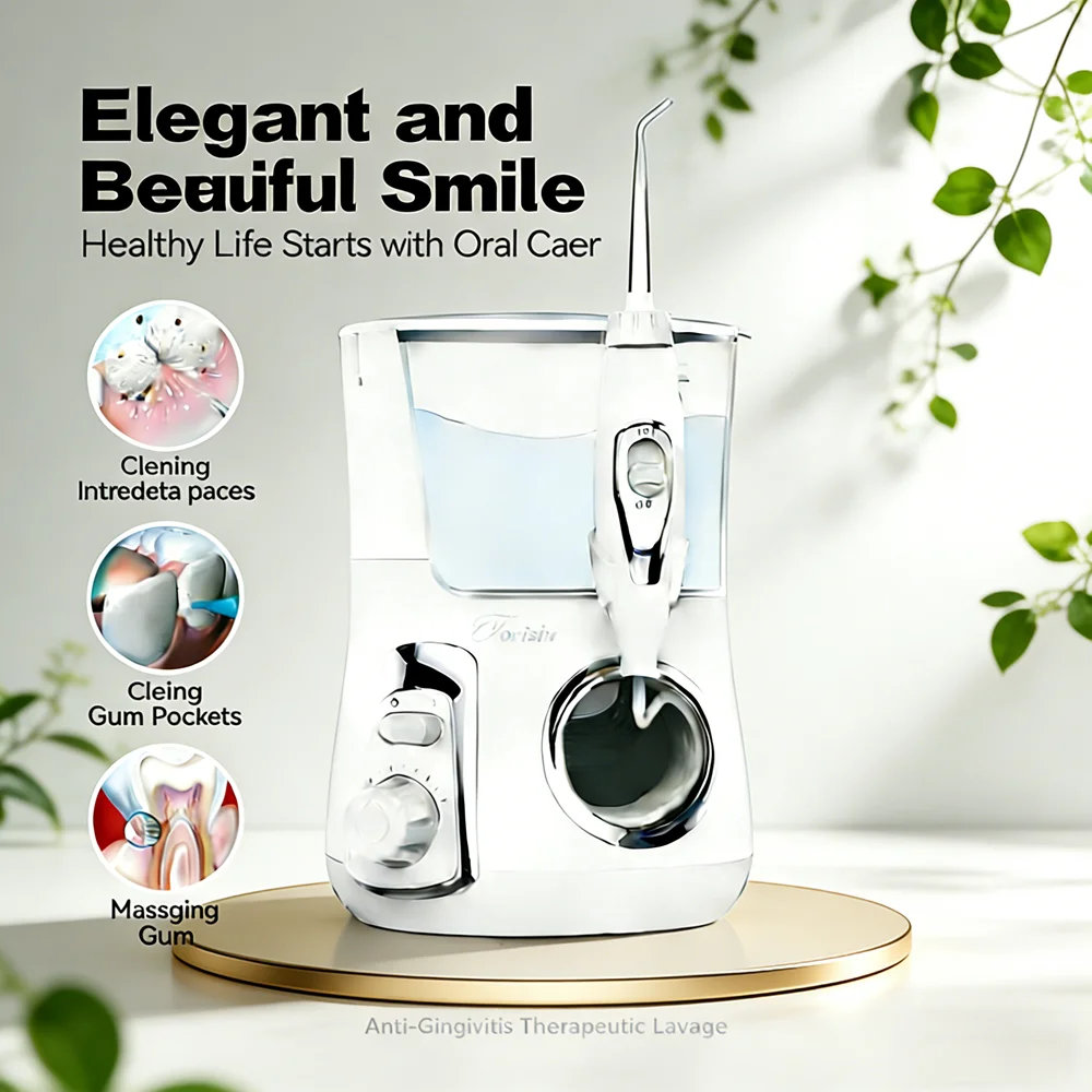 

Electric Oral Irrigator Water Flosser Large 800ML, 10 Function Modes 5 Nozzles, Daily Care to Prevent Cavities & Bad Breath