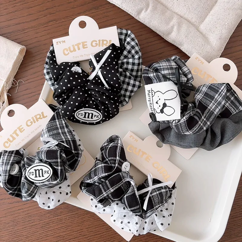 2 قطعة/بطاقة الأسود متقلب فتاة المطاط هيرباند الأطفال Scrunchie النساء الأمعاء الغليظة رباط شعر الاطفال ذيل حصان إكسسوارات الشعر #2