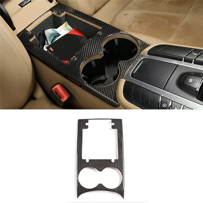 Voor Porsche Macan 2014-2022 Droge Koolstofvezel Centrale Controle Water Bekerhouder Panel Frame Cover Trim Auto Accessoires